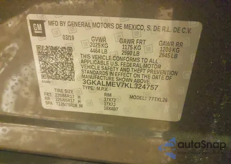 2019 GMC Terrain Sle from USA, damaged, VIN 3GKALMEV7KL324757